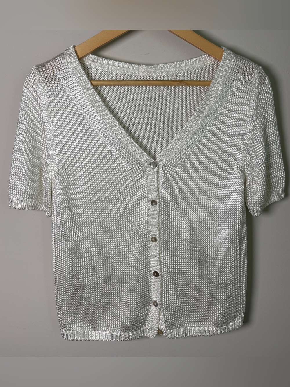 Made in Italy 100% Polypropylene Cropped Cardigan Mother of Pearl Buttons - XS